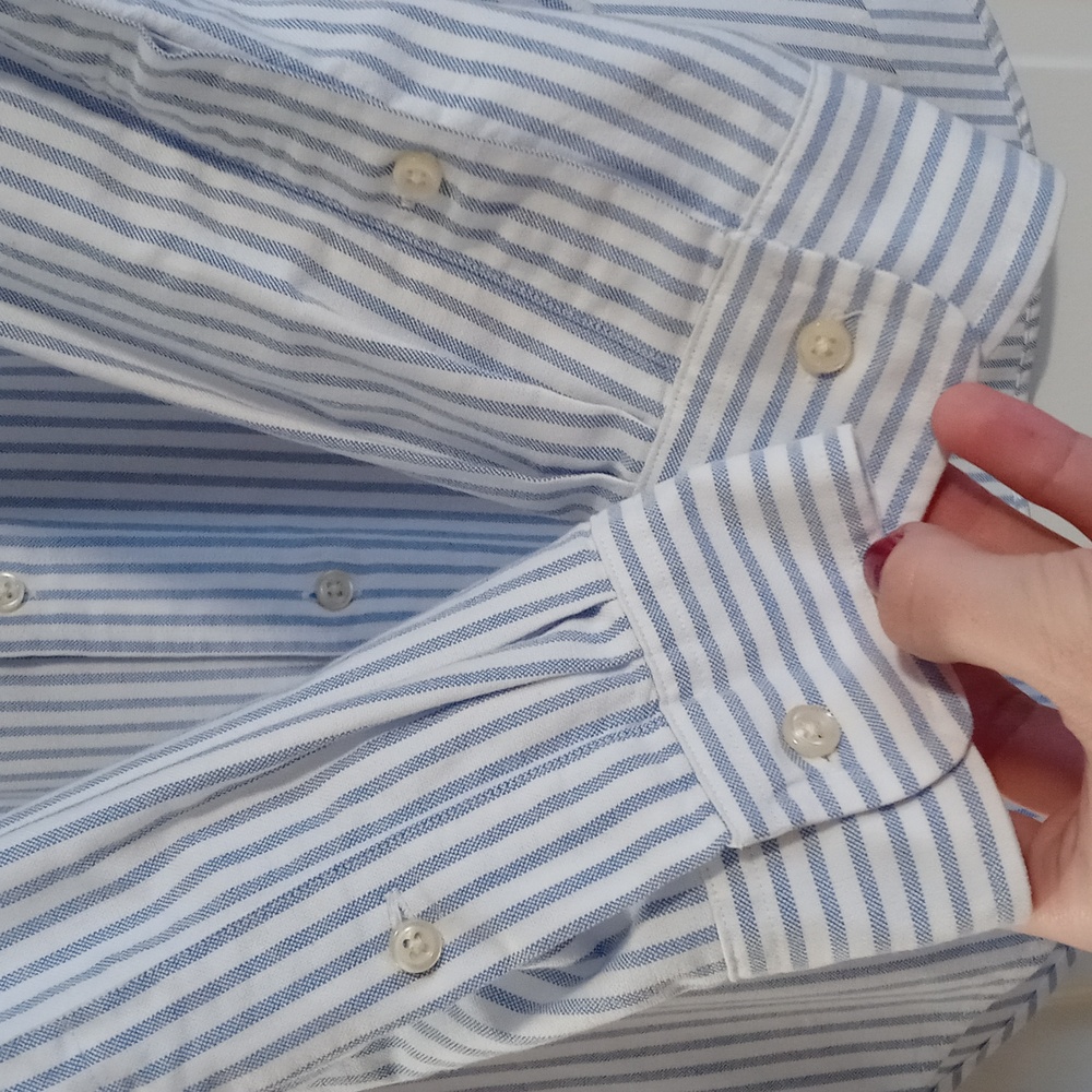 🐎Ralph Lauren🐎 - Men's Blue/White Stripe L/S Oxford Button Down - Picture 7 of 15